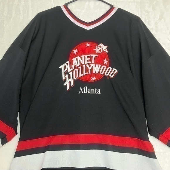 Other - Vintage Planet Hollywood hockey Jersey Mens Size XL Black Red White 90s Logo